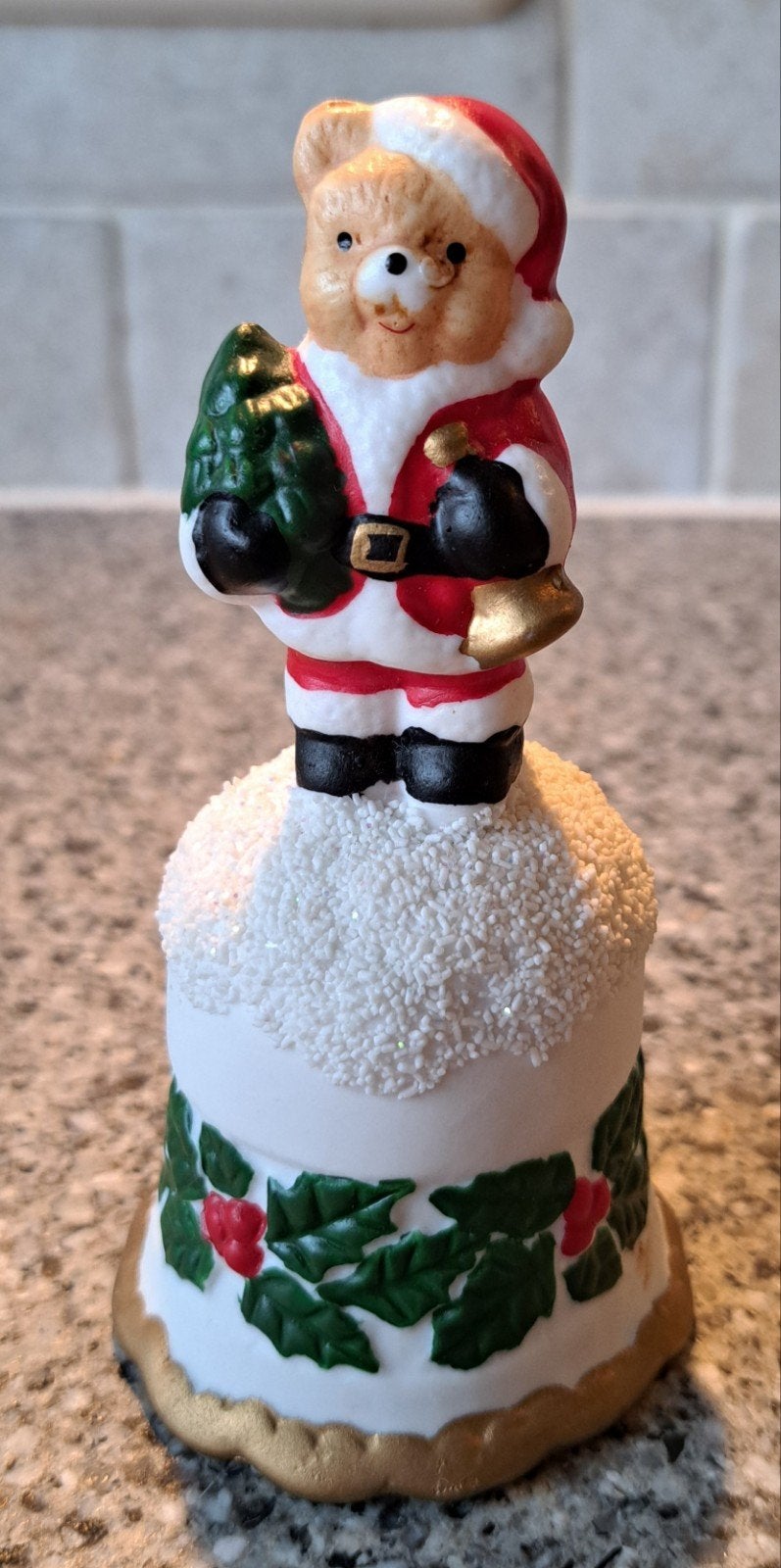 Vintage kerstbel met een snoezig beertje, Diversen, Kerst, Ophalen of Verzenden