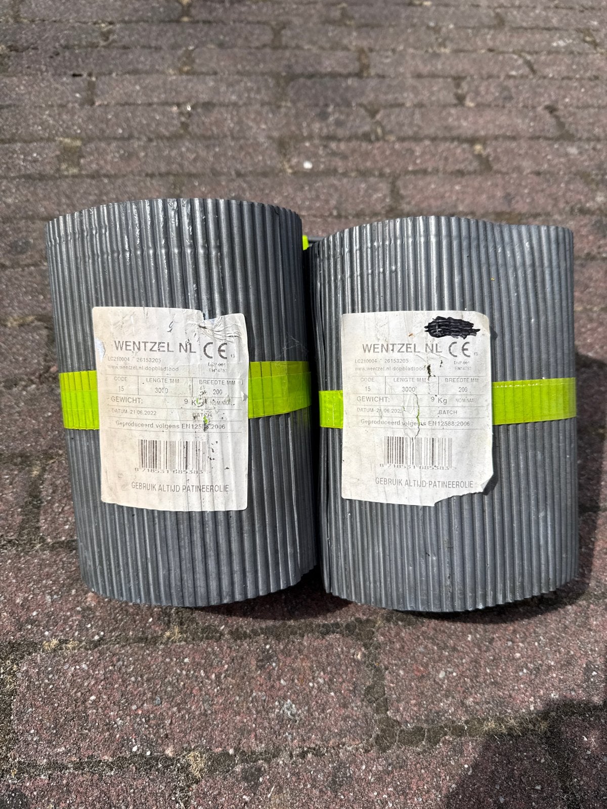 3 Nieuwe rollen ribbel lood 3000x200mm, 9kg per rol, Overige typen, Nieuw, Metaal, Grijs