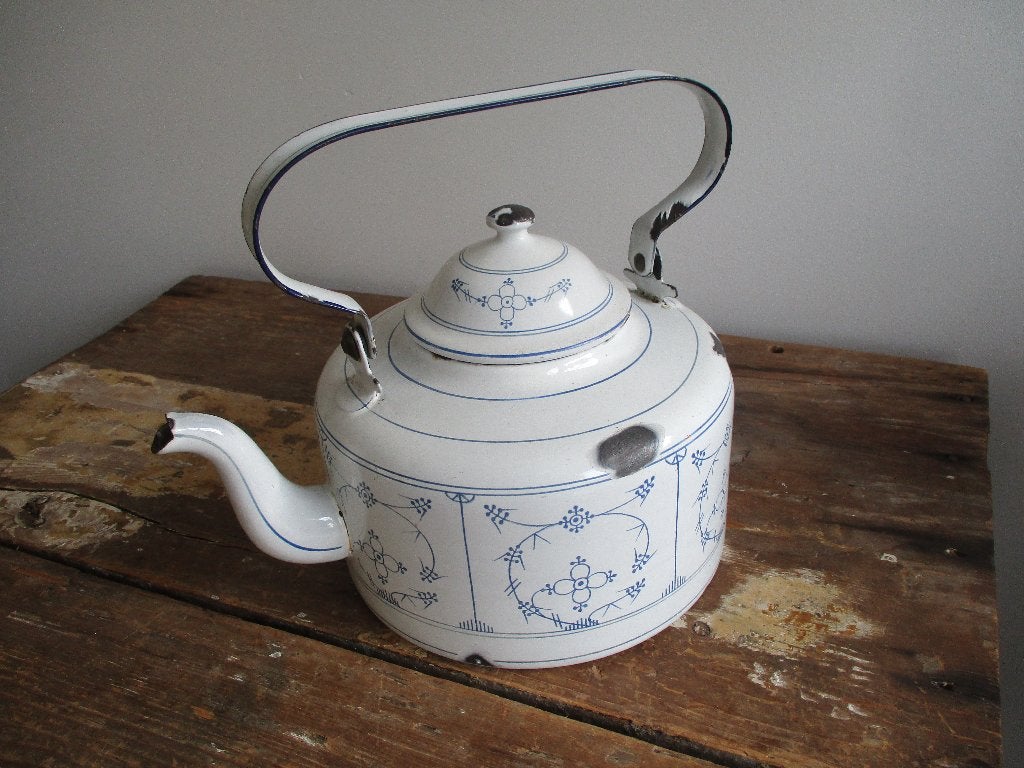 oude emaille brocante fluitketel, Antiek en Kunst, Antiek | Emaille, Ophalen of Verzenden