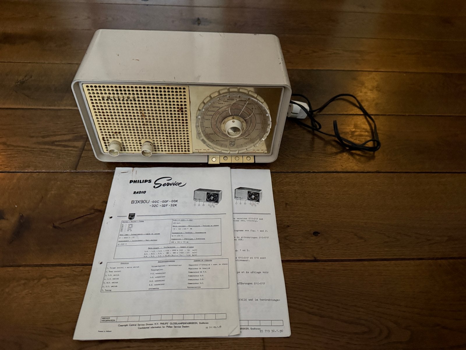 Vintage Philips B3X93U Buizen Radio, Ophalen of Verzenden, Gebruikt, Radio