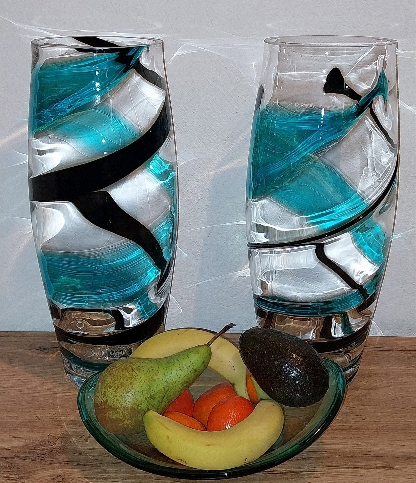 Paar Monumentale Vazen (40 cm) | Zwaar Optisch Glas (~2 kg p, Ophalen of Verzenden