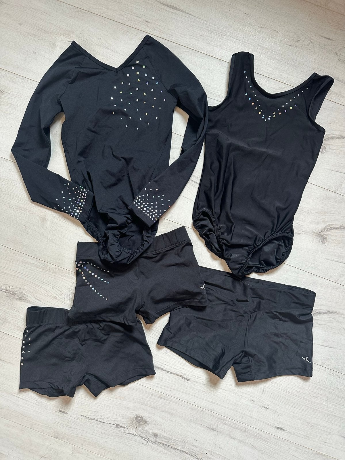 Turnpakjes en sportbroekjes set - Zwart met glitters, Ophalen of Verzenden, Zo goed als nieuw, Zwart, Fitness of Aerobics
