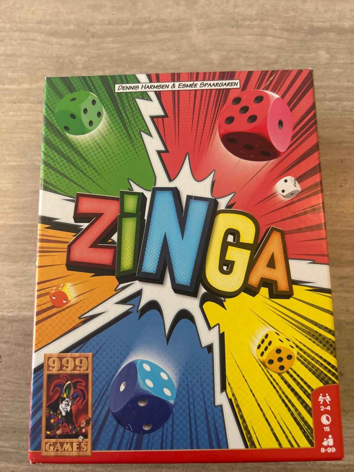 Zinga dobbelspel van 999 Games, Drie of vier spelers, Ophalen of Verzenden, Gebruikt