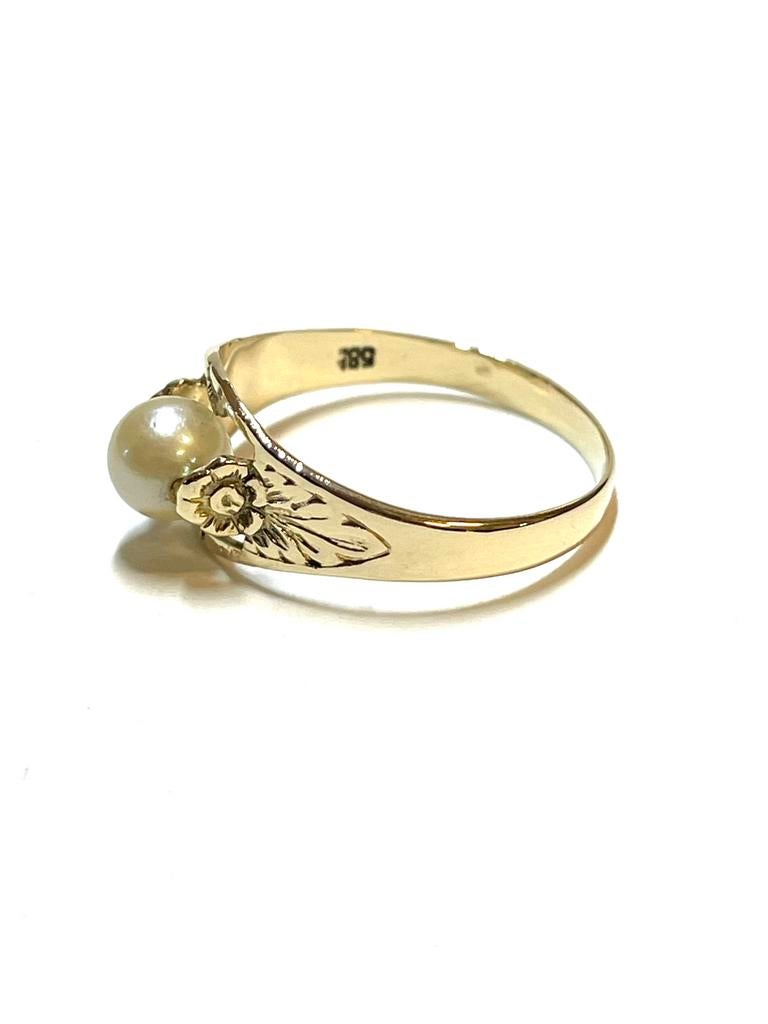 14k gouden ring met een parel, -, -, Ophalen of Verzenden, Zo goed als nieuw