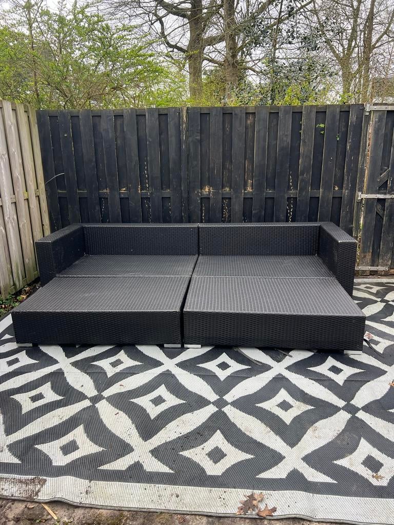 Zwarte loungeset, Tuin en Terras, Tuinsets en Loungesets, Gebruikt, 3 zitplaatsen, Ophalen of Verzenden, Loungeset