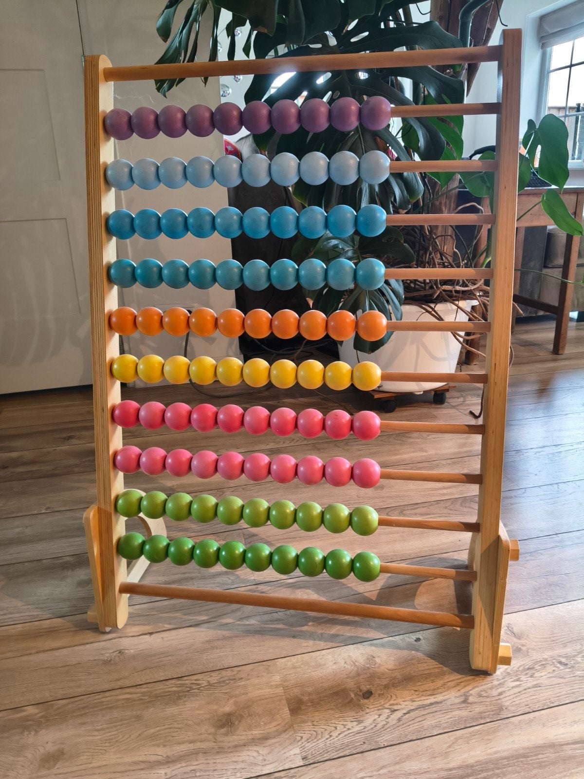 Grote houten telraam met kleurrijke kralen, Ophalen, Zo goed als nieuw, Rekenen