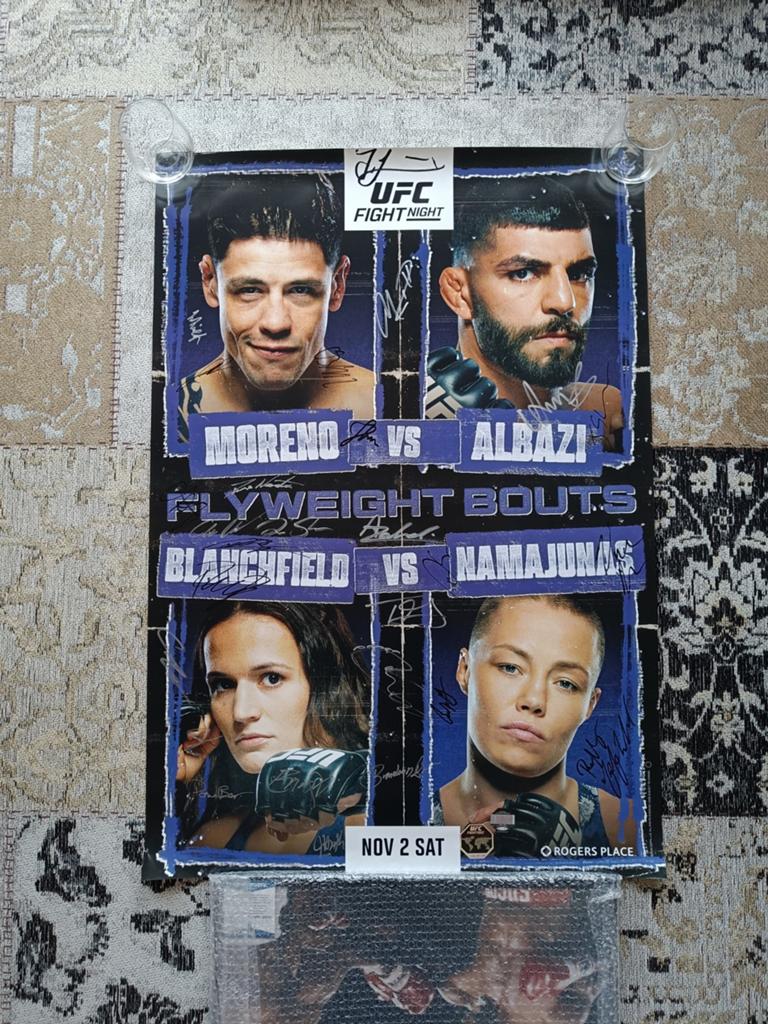 Gesigneerde UFC Fight Night poster met certificaat, Rechthoekig Staand, Deurposter of groter, Ophalen of Verzenden, Zo goed als nieuw