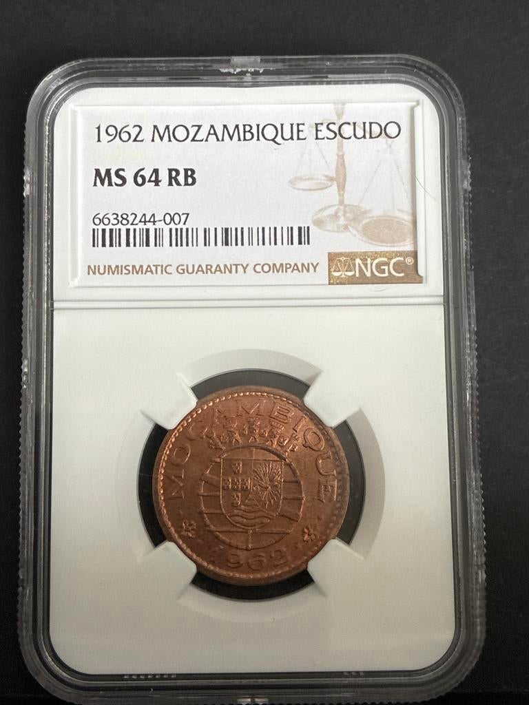 1962 Mozambique Escudo MS 64 RB NGC, Ophalen of Verzenden, Zuidoost-Azië, Losse munt