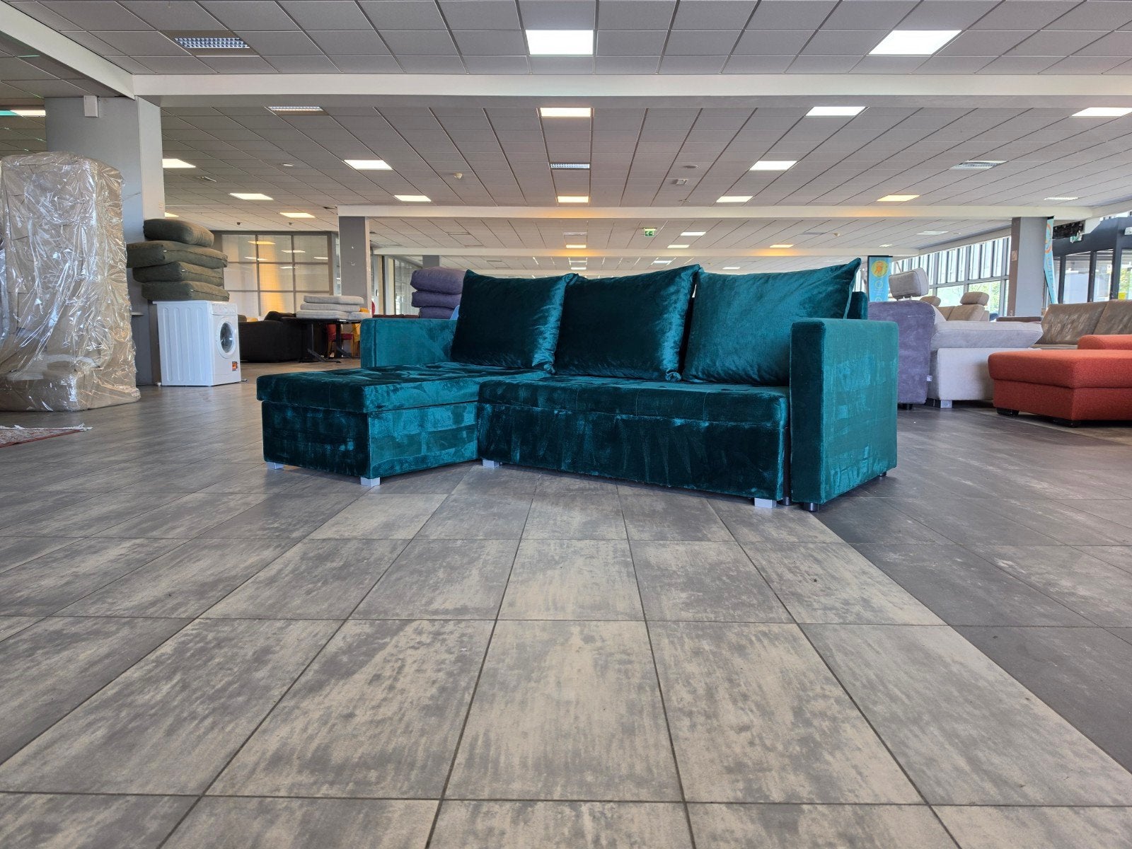 ✅️️️️️️️GEREINIGD velvet slaapbank hoekbank 225x150 BEZORGEN, Info@onbekend.nl, Hoekbank, 75 tot 100 cm, Ophalen of Verzenden