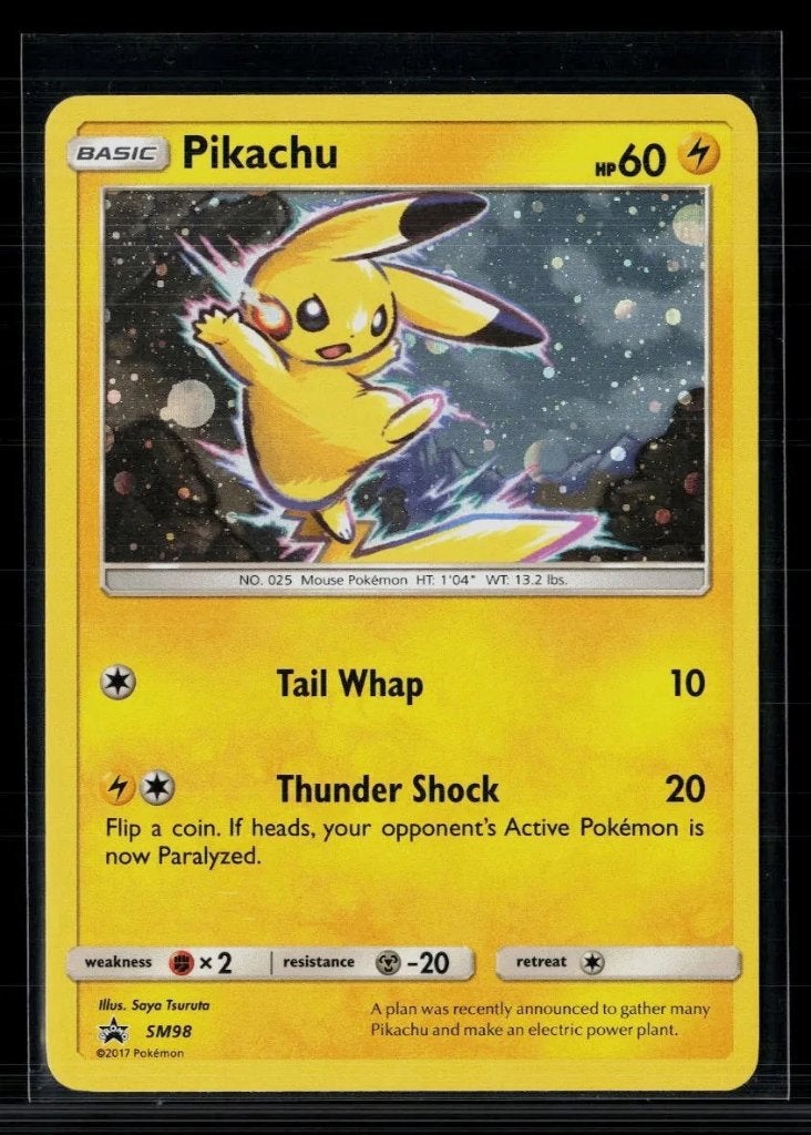 Pikachu sm98 sun & moon pokemon  holo black star promo, Hobby en Vrije tijd, Verzamelkaartspellen | Pokémon, Ophalen of Verzenden