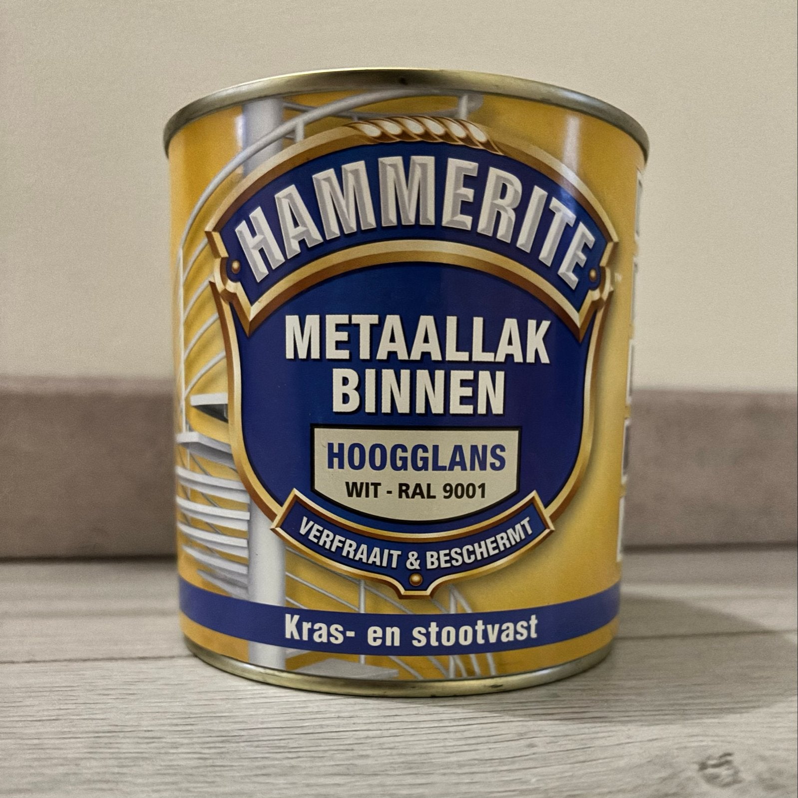 Hammerite Metaallak Binnen Hoogglans Wit RAL 9001 0,5L NIEUW, Wit, Nieuw, Ophalen of Verzenden, Lak