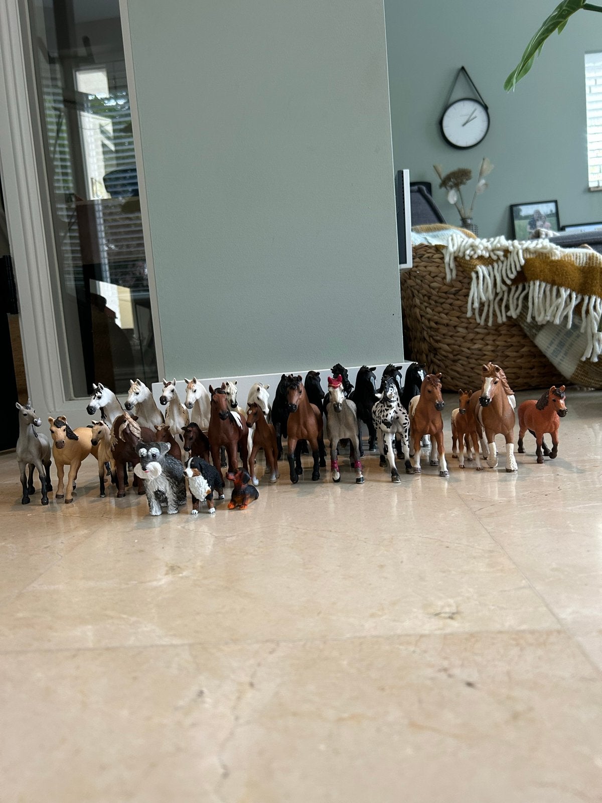 Grote collectie Schleich paarden en honden (28 paarden, 3 ho, Ophalen, Gebruikt, Jongen of Meisje