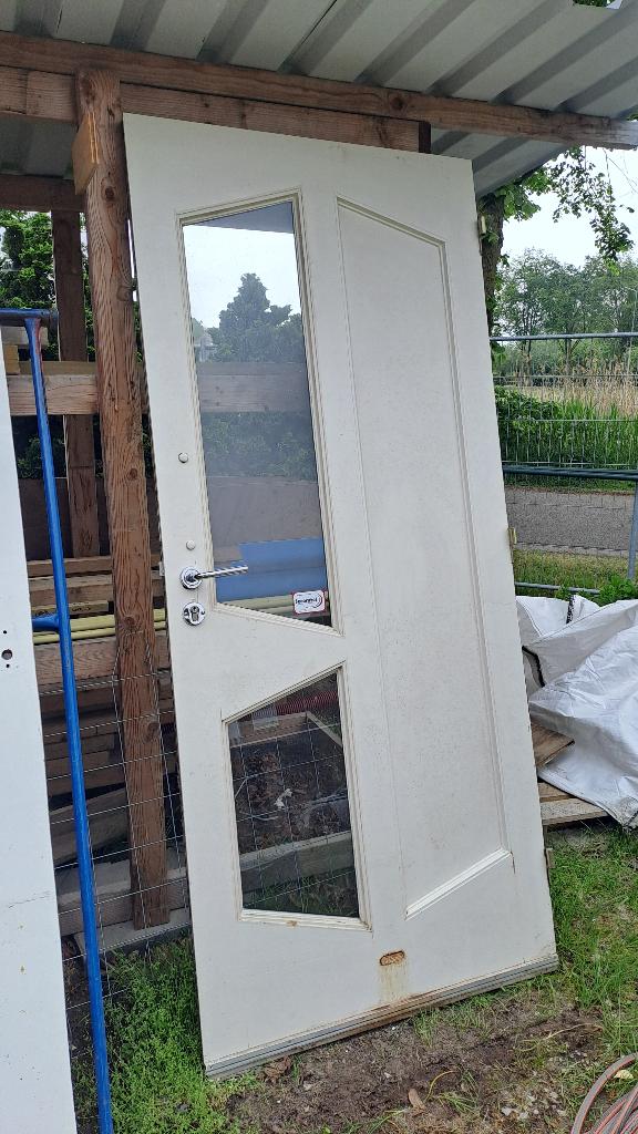 Voordeur met gehard glas, Ophalen, Gebruikt, 80 tot 100 cm, Buitendeur