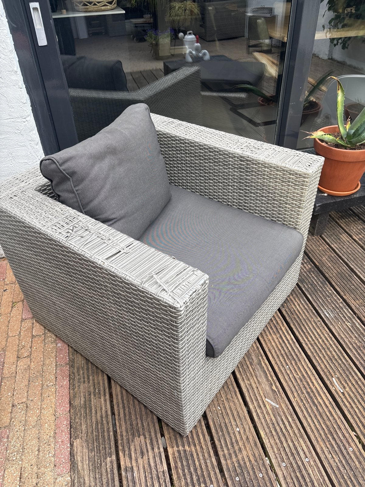 Comfortabele loungeset white-grey van Fonteyn, Tuin en Terras, Tuinsets en Loungesets, Ophalen, Gebruikt, Loungeset, Wicker