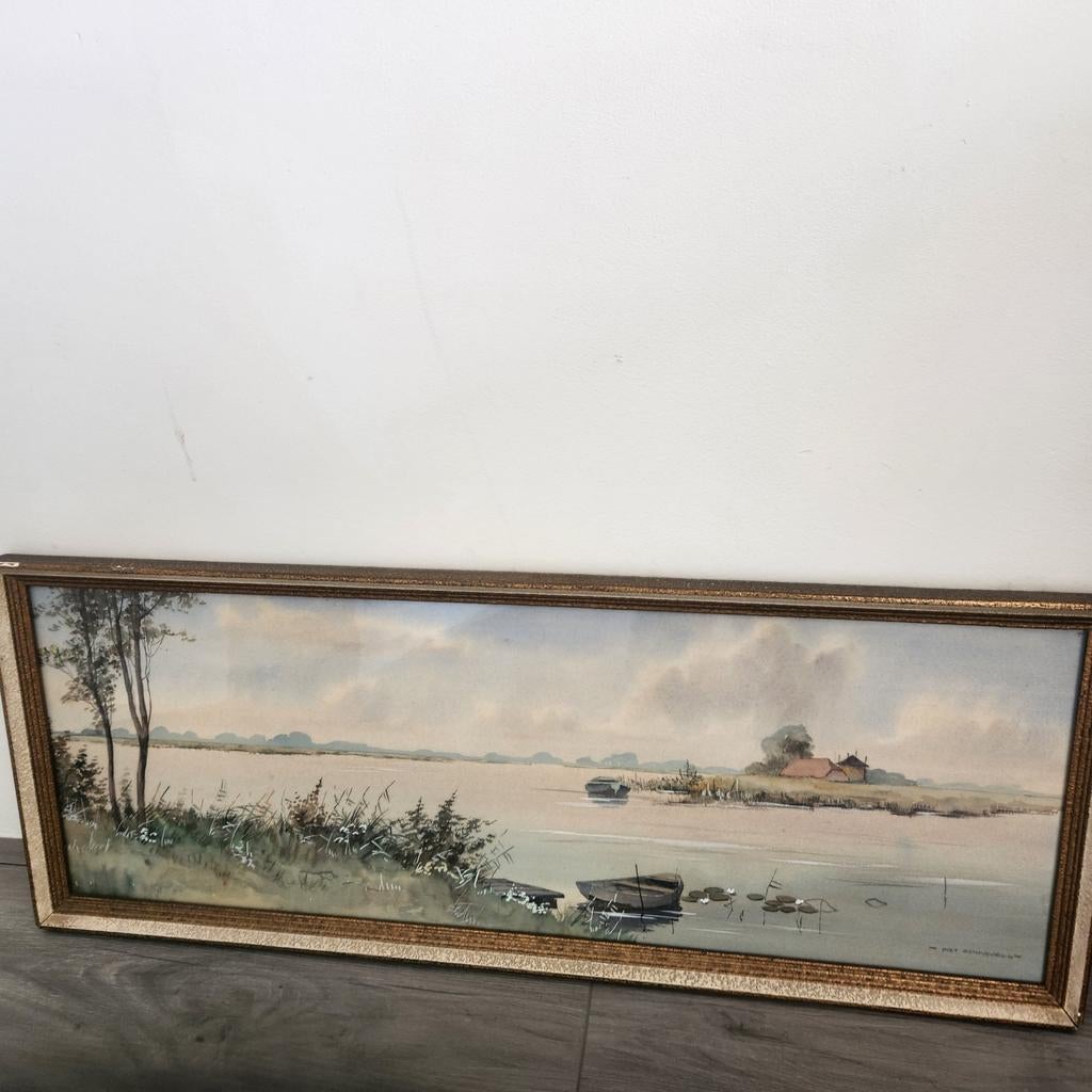 Schilderij Piet Zonneveld - Hollands Landschap, Antiek en Kunst, Ophalen
