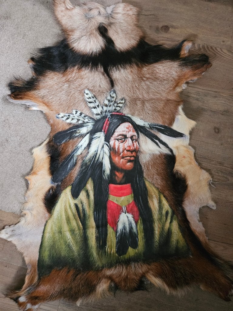 Dierenhuid met handschildering, Ophalen, 100 tot 150 cm, American natives, Nieuw