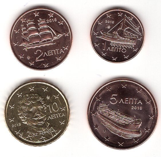 1 + 2 + 5 + 10 Eurocent Griekenland 2018 - UNC, Verzenden, Griekenland, Overige waardes, Setje