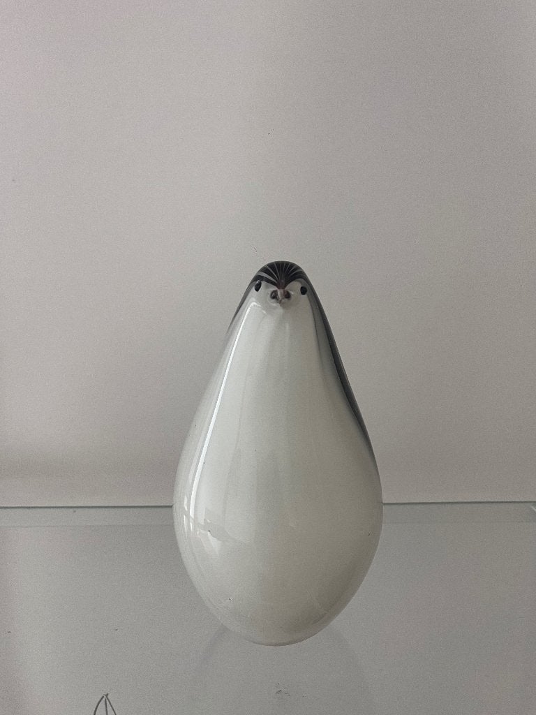 Glazen beeldje pinguïn, Ophalen, Nieuw, Wit, Glas