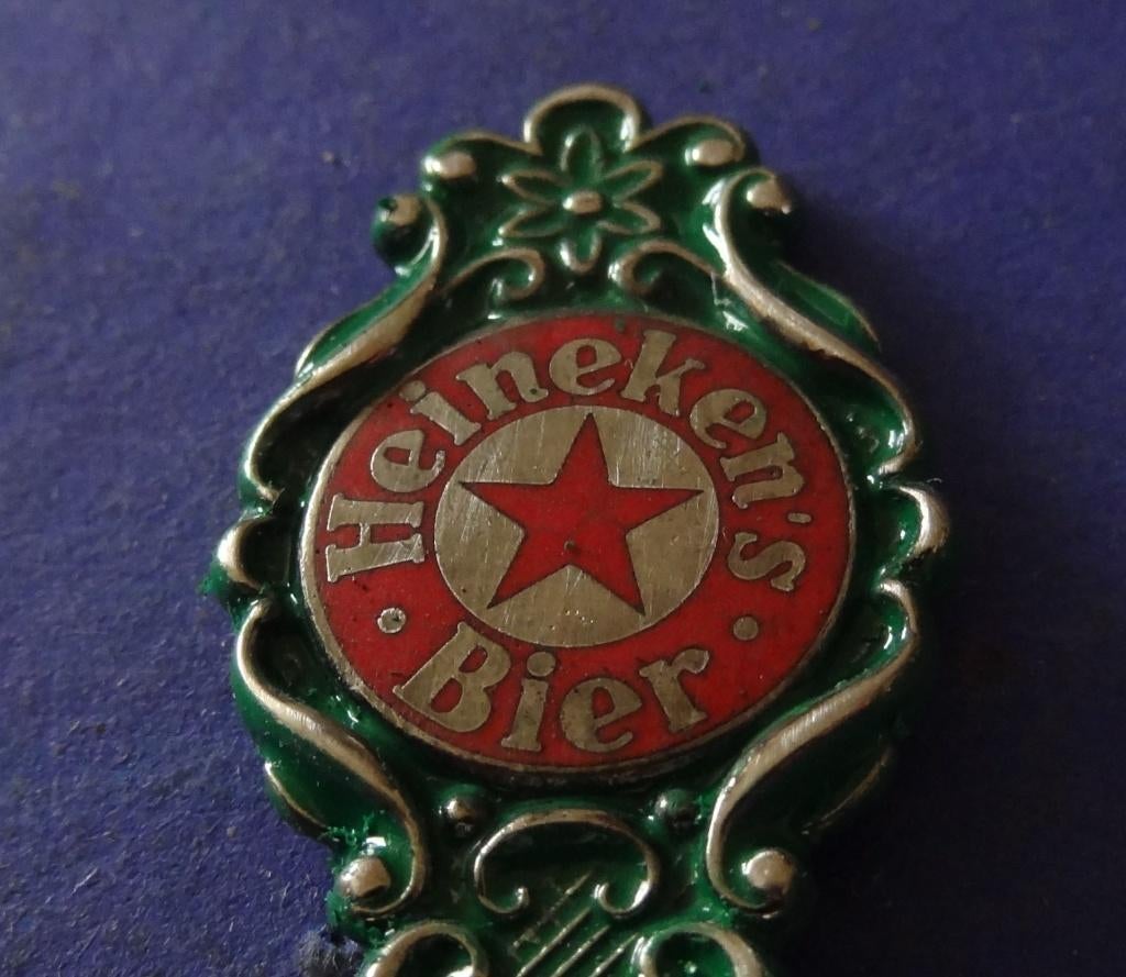 Heineken Bier Thee Lepel Met Email Logo NUMMER 222333444, Verzenden, Gebruikt, Overige typen, Heineken