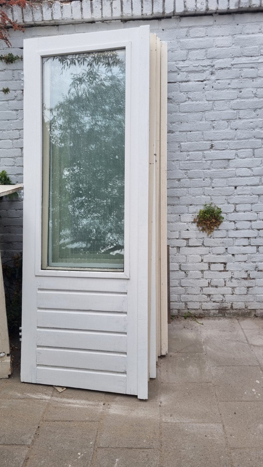 originele jaren '30 dubbele tuindeurset € 150,-, Doe-het-zelf en Verbouw, Gebruikt, Deurkozijn, 150 tot 225 cm, Inclusief glas