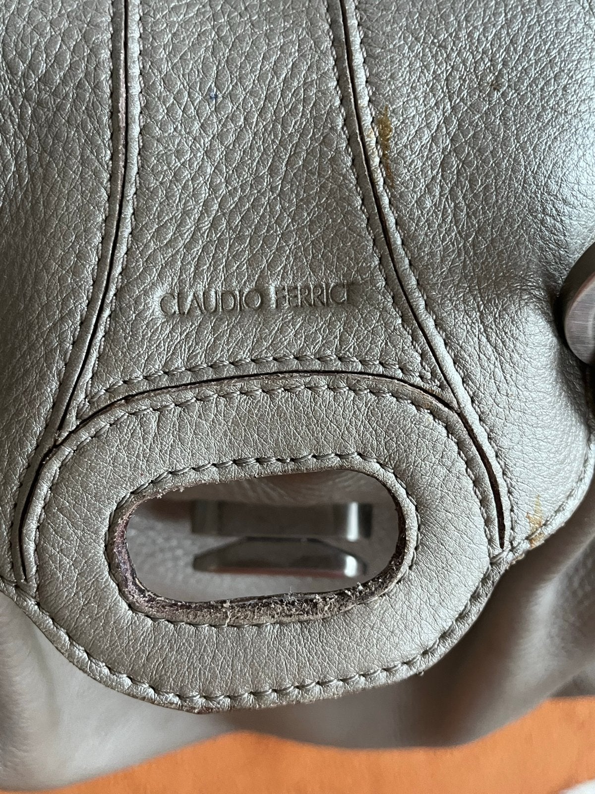 Claudio Ferrici handtas - Grijs/beige leer, Ophalen, Gebruikt, Grijs, Handtas