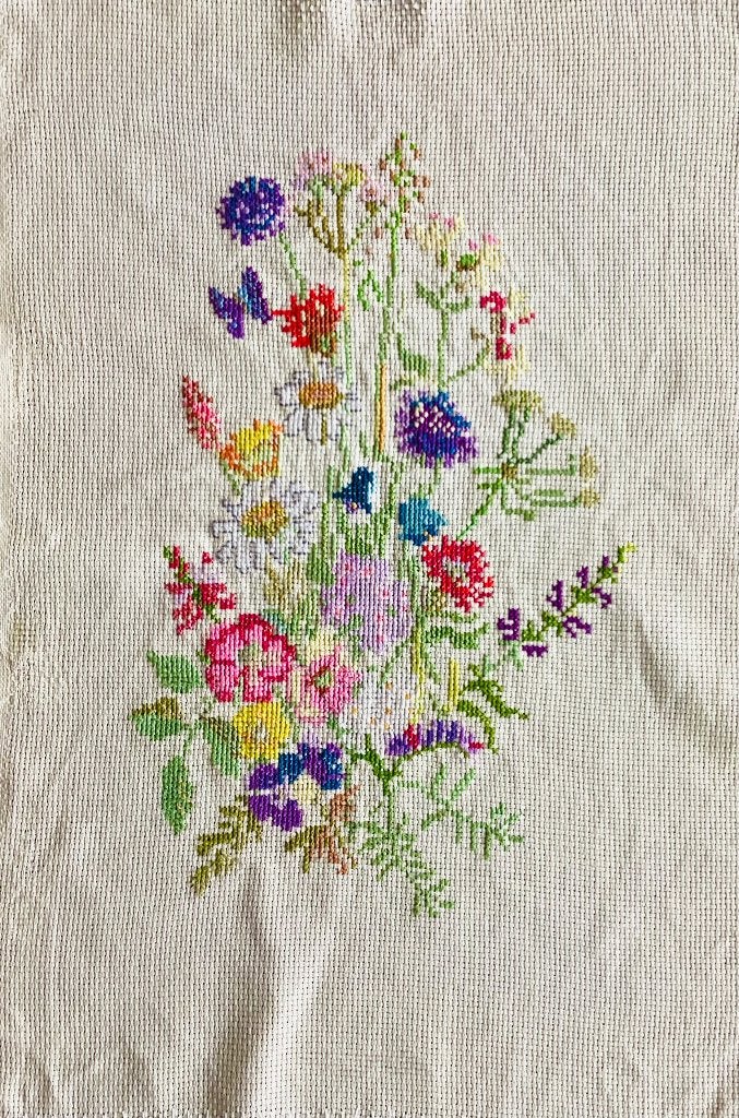 Borduurwerk, zijde, bloemen, stilleven, vintage, Ophalen, Gebruikt, Handborduren, Overige typen