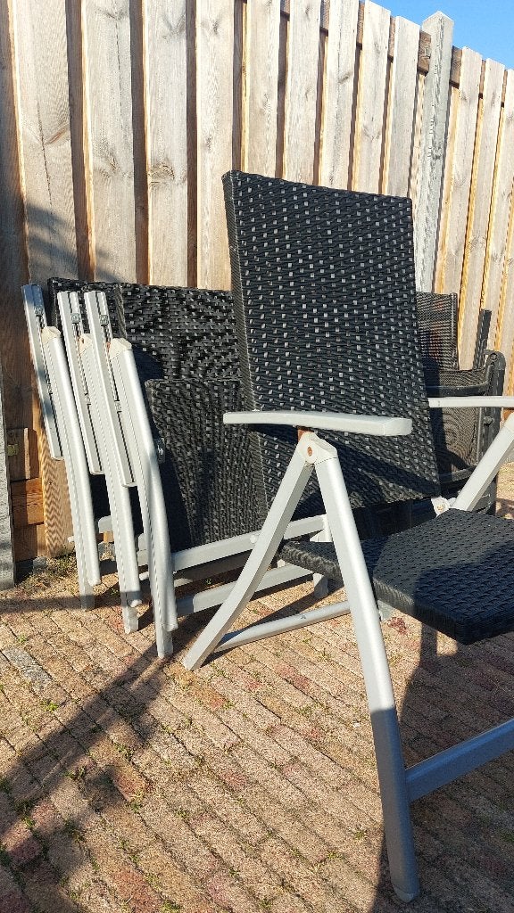 Set van 4 Standenstoelen wicker, Tuin en Terras, Ophalen, Gebruikt, Wicker, Verstelbaar