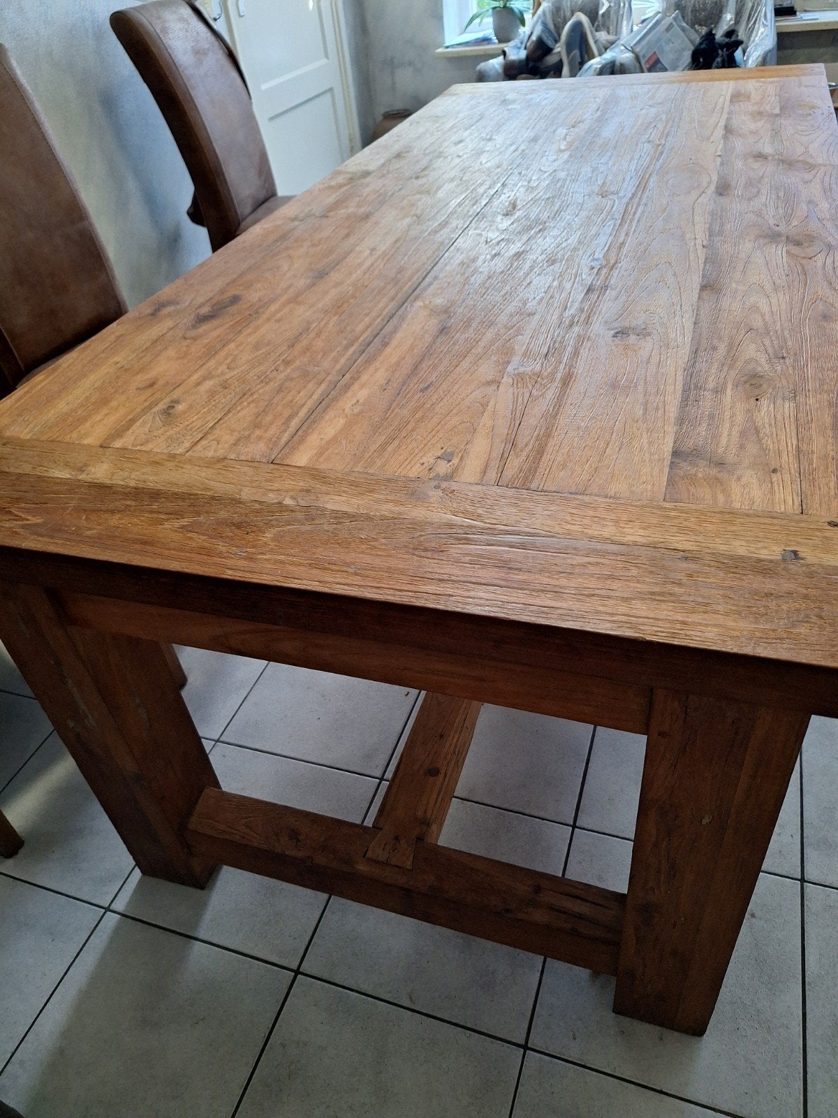 eetkamer tafel taek, Teakhout, 200 cm of meer, Zo goed als nieuw, Vijf personen of meer