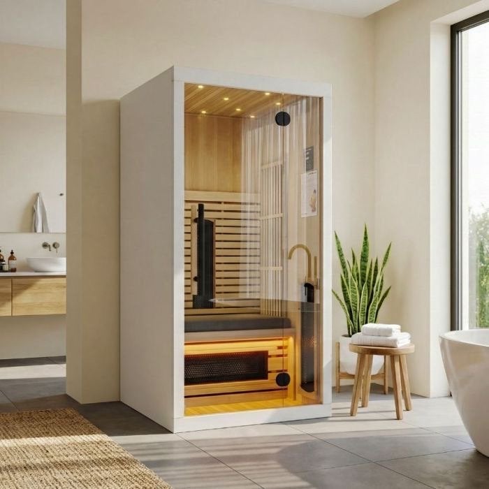 Zo goed als nieuwe Infrarood Sauna met levenslange garantie, Sport en Fitness, Sauna, Ophalen, Zo goed als nieuw, Infrarood, Complete sauna