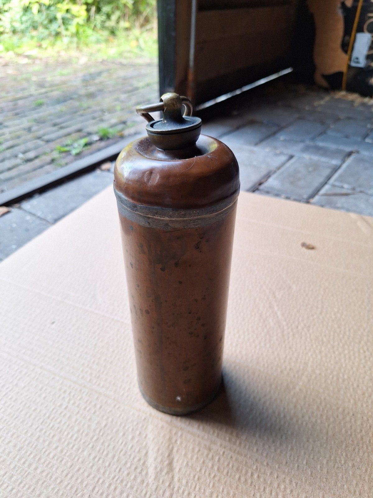 Antieke bedkruik, gemaakt van een huls, Verzamelen, Ophalen of Verzenden, Hulzen of Bodemvondsten
