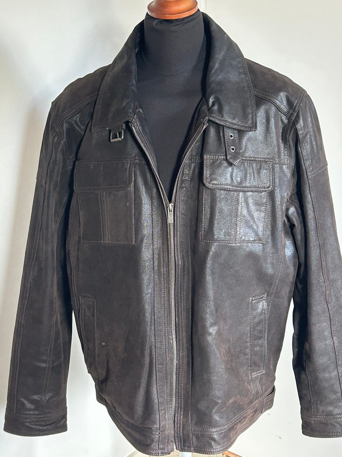 Leren herenjas, Ophalen of Verzenden, Gedragen, Maat 56/58 (XL), Bruin