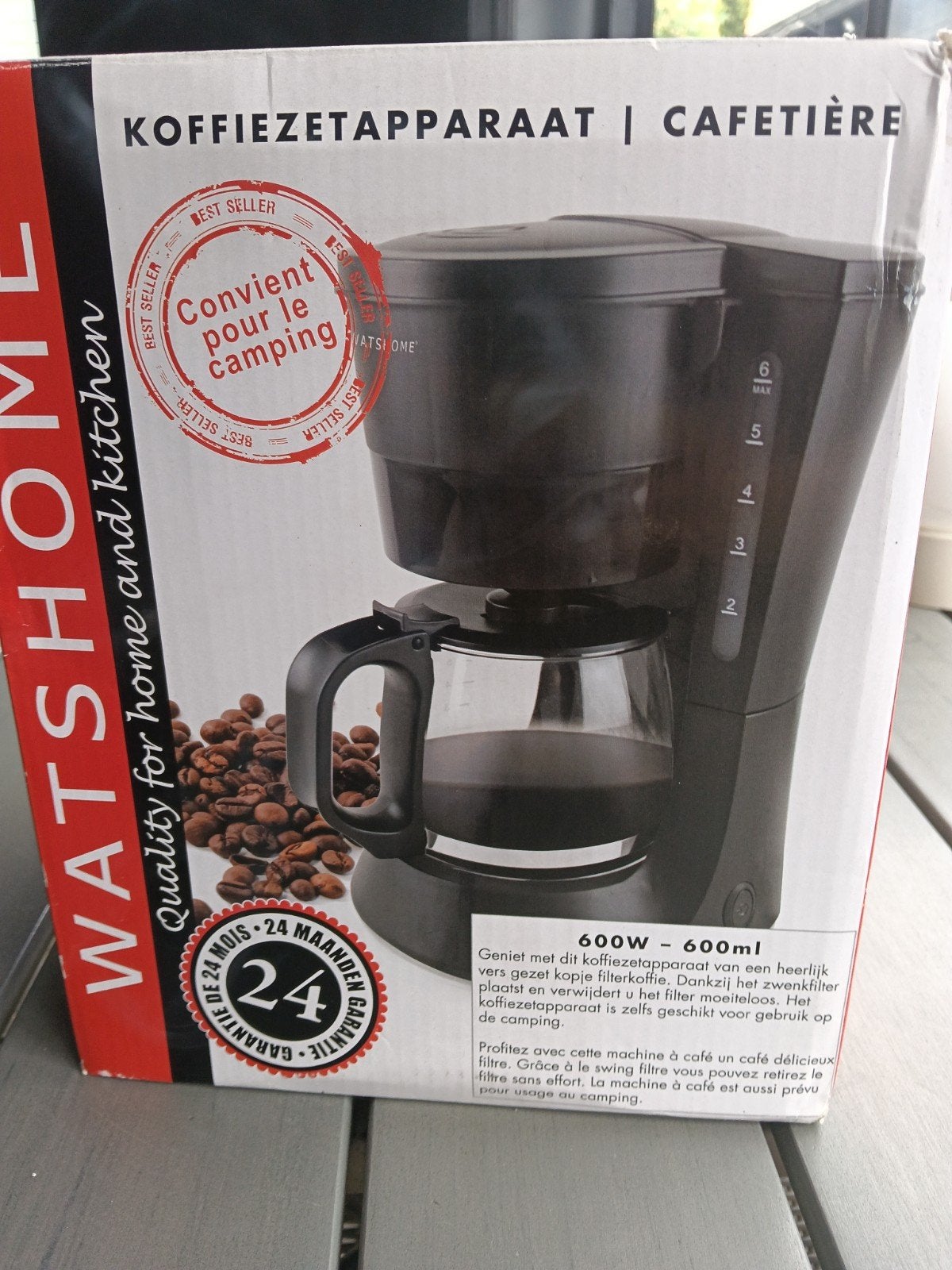 WATSHOME Koffiezetapparaat - Nieuw in doos, Gemalen koffie, Ophalen of Verzenden, 4 tot 10 kopjes, Koffiemachine