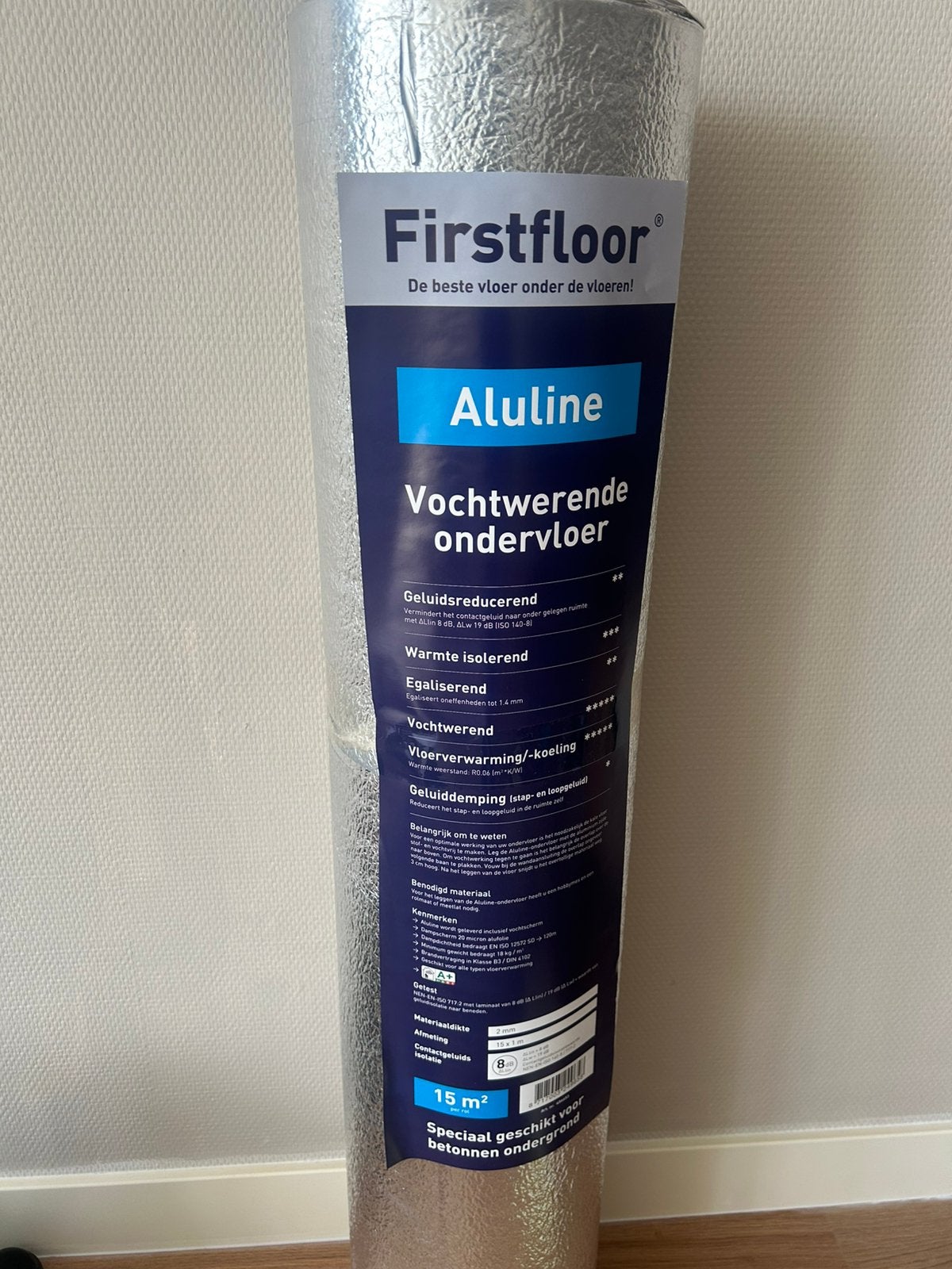 Nieuw! Firstfloor Aluline Laminaat ondervloer 15m2, Ophalen, Nieuw, Zilver, Ondervloer