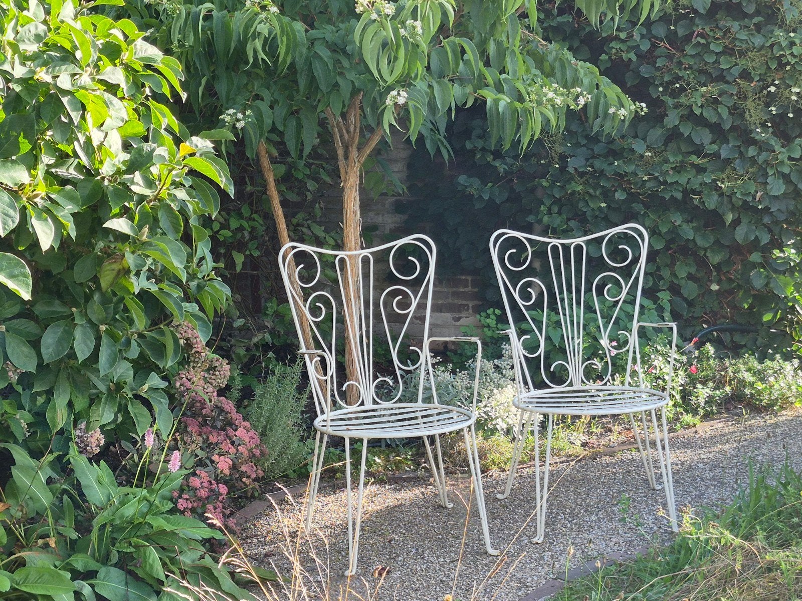 Vintage smeedijzeren tuinstoelen (2 stuks), Tuin en Terras, Ophalen