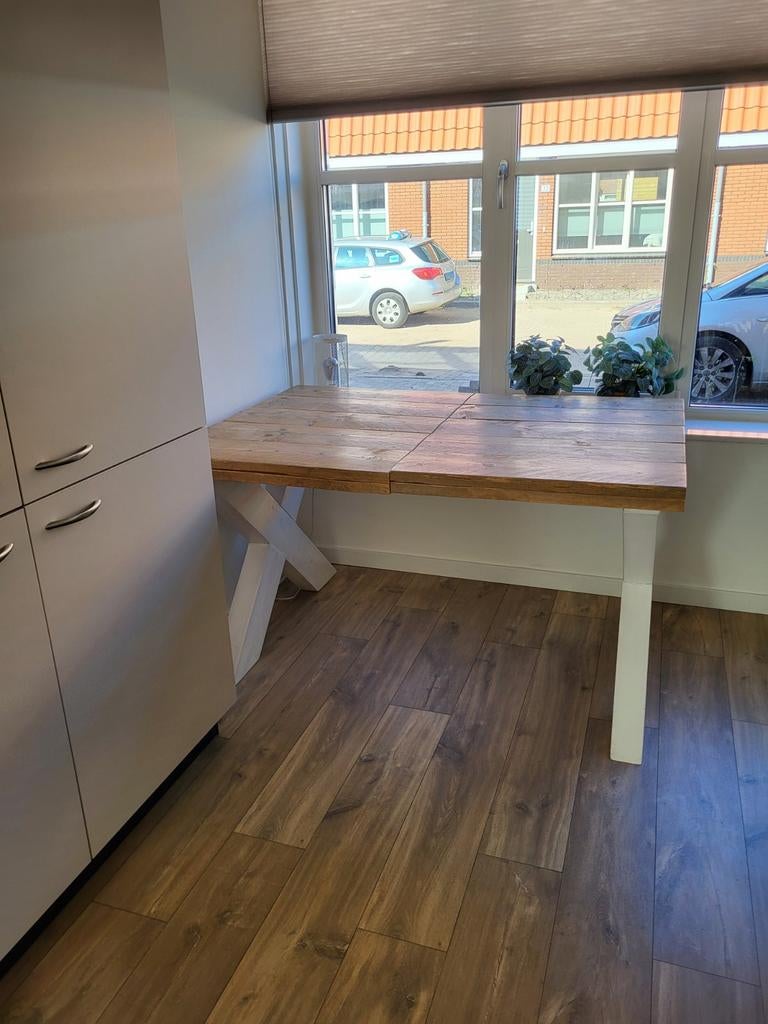 Eetkamertafel, Huis en Inrichting, Tafels | Eettafels, Overige houtsoorten, 100 tot 150 cm, Industrieel, Modern, Ophalen of Verzenden
