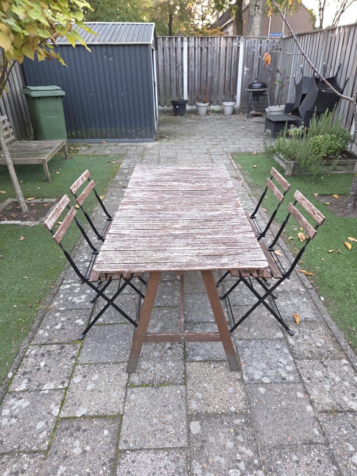 Gratis op te halen: Tuinmeubelset (Opknapper), Ophalen, Gebruikt, Rechthoekig, Hout