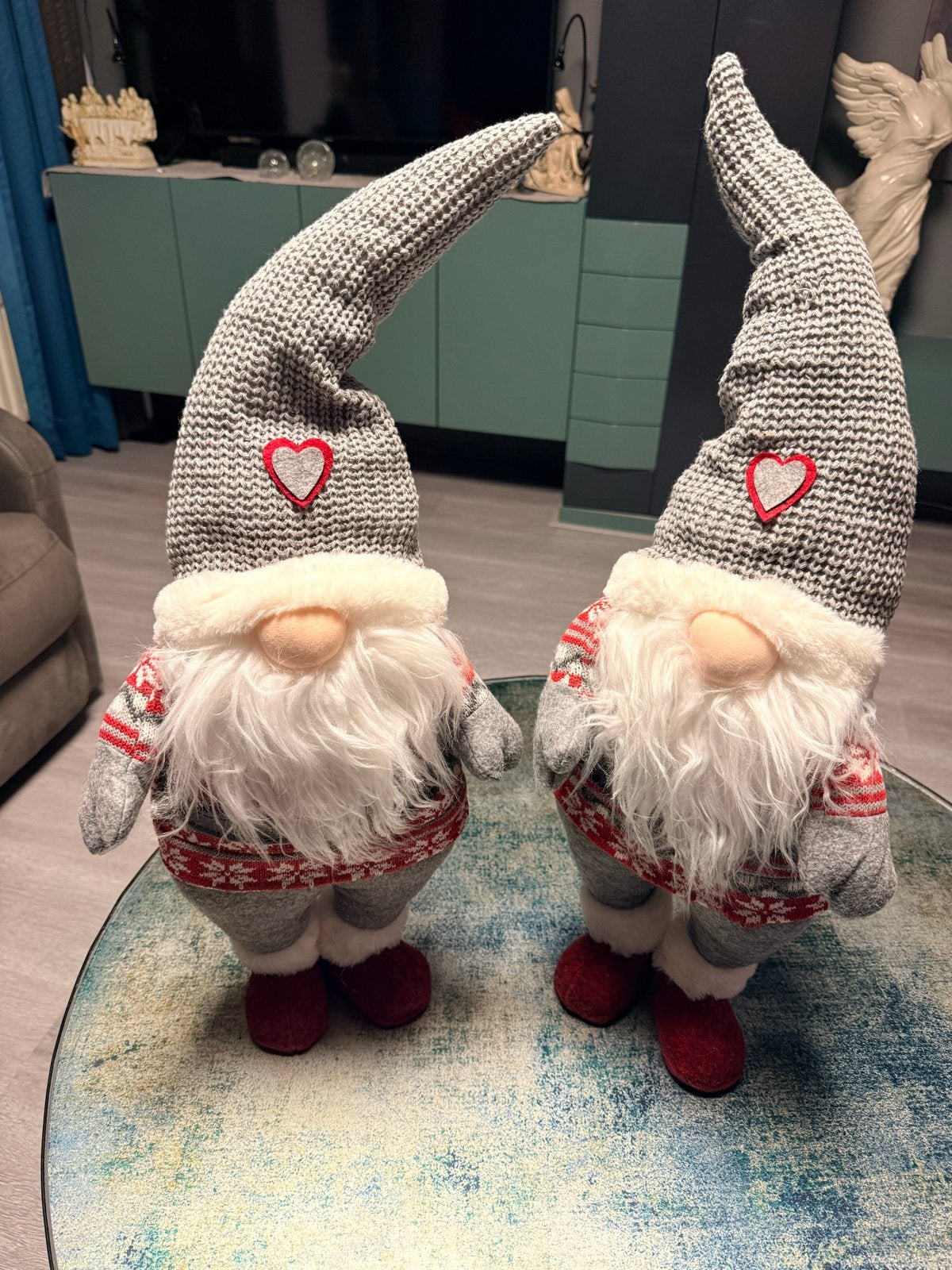 Set van 2 decoratieve kabouters, Ophalen, Zo goed als nieuw, Meerkleurig, Textiel