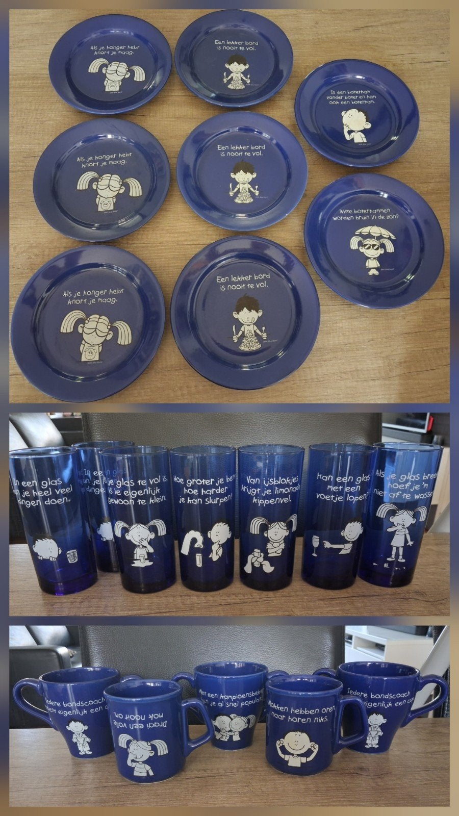20 delig blue band servies borden glazen bekers mokken soepk, Ophalen of Verzenden, Zo goed als nieuw, Porselein