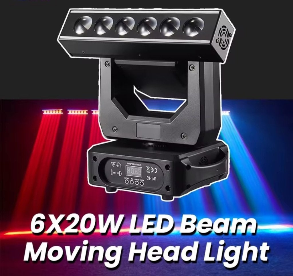 3-assige Movinghead met 6x20 Watt RGBW leds en 2 ledstrips, Ophalen, Nieuw, Licht, Geluidgestuurd