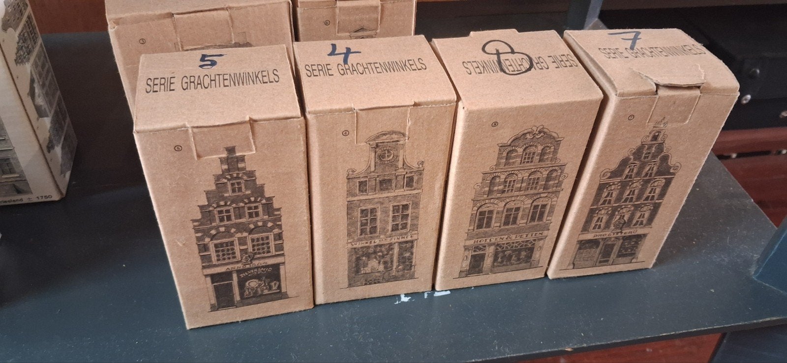 Verzamaling stenen grachtenhuizen en grachtenwinkels, Ophalen of Verzenden