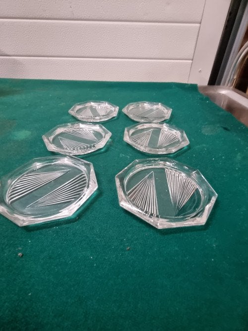 onderzetters glas vintage 6 stuks, Huis en Inrichting, Woonaccessoires | Onderzetters, Ophalen of Verzenden, 'T Olde Gre-j, Info@toldegrej.nl