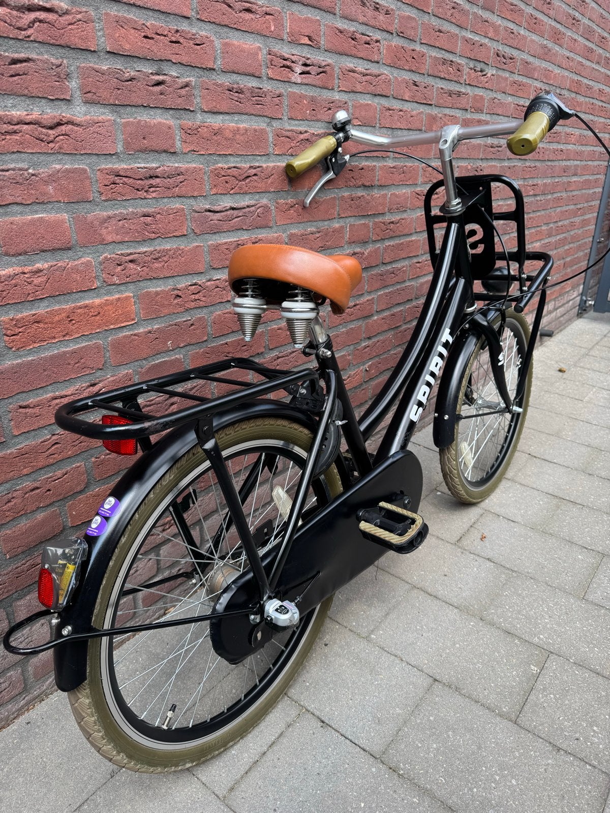 Spirit Cargo transportfiets 22 inch – Zwart, Fietsen en Brommers, Fietsen | Meisjes, Ophalen, Terugtraprem, 22 inch, Gebruikt