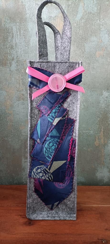 Handmade wijnfles kado tas van vilt., Ophalen of Verzenden, Nieuw