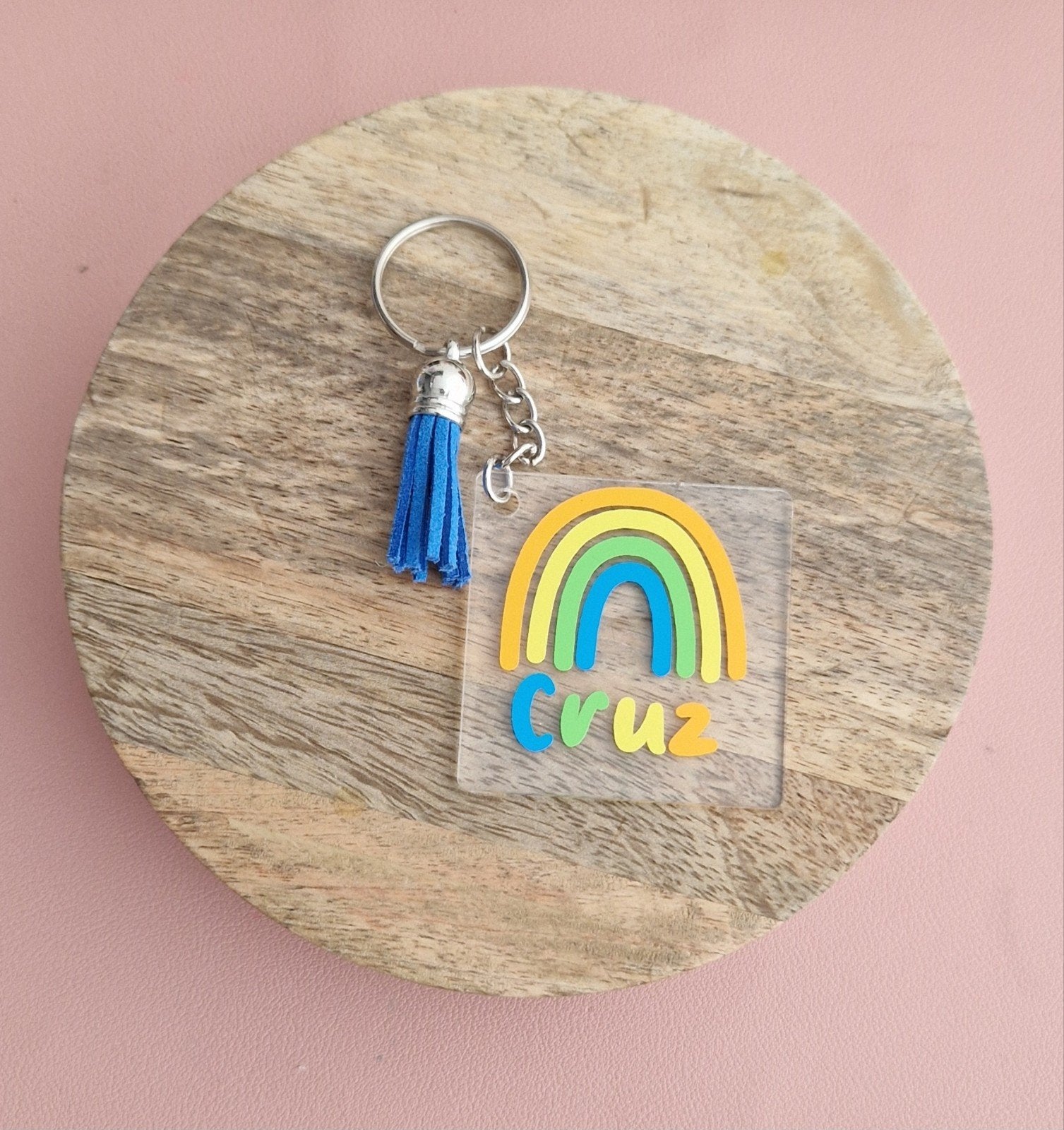 Gepersonaliseerde Sleutelhanger met Regenboog of Naam, Ophalen of Verzenden