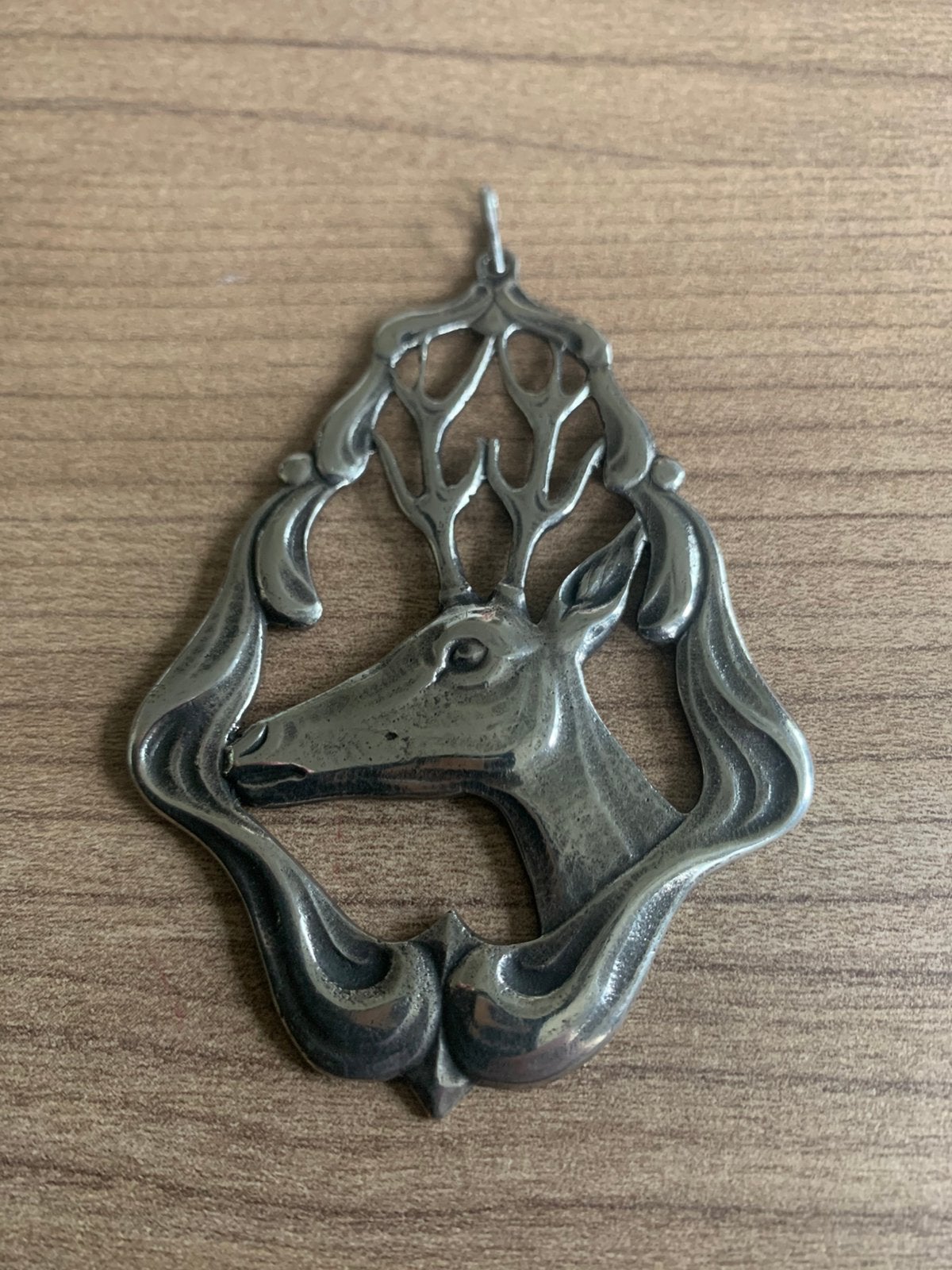 Grote zilveren hanger Hertenkop, Verzenden, Zilver
