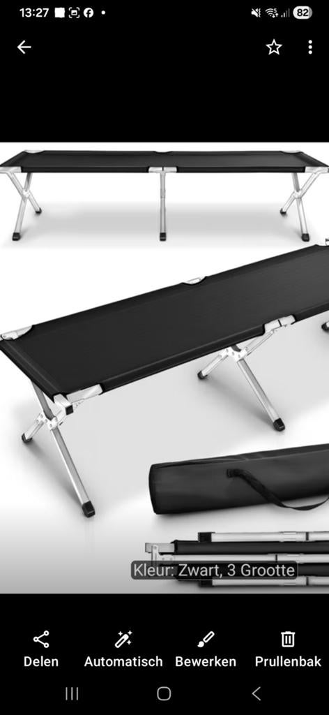 Inklapbaar Veldbed / Stretchbed - 190x65 cm, Ophalen of Verzenden