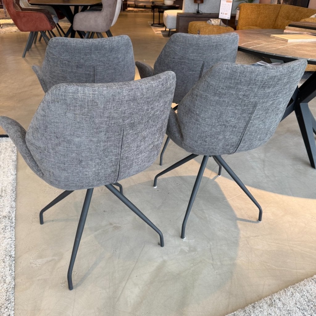4x Armstoel Vallate - Stof donkergrijs - Pronto Wonen, Huis en Inrichting, Stoelen, Niet ingevuld, Niet ingevuld, Niet ingevuld