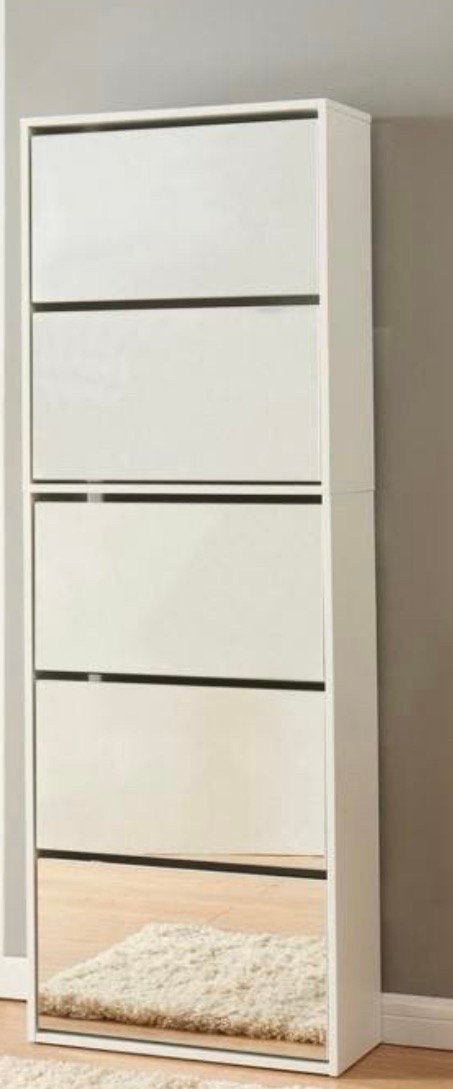 Schoenenkast wit met 5 kleppen spiegel, Huis en Inrichting, Kasten | Schoenenkasten, Ophalen of Verzenden