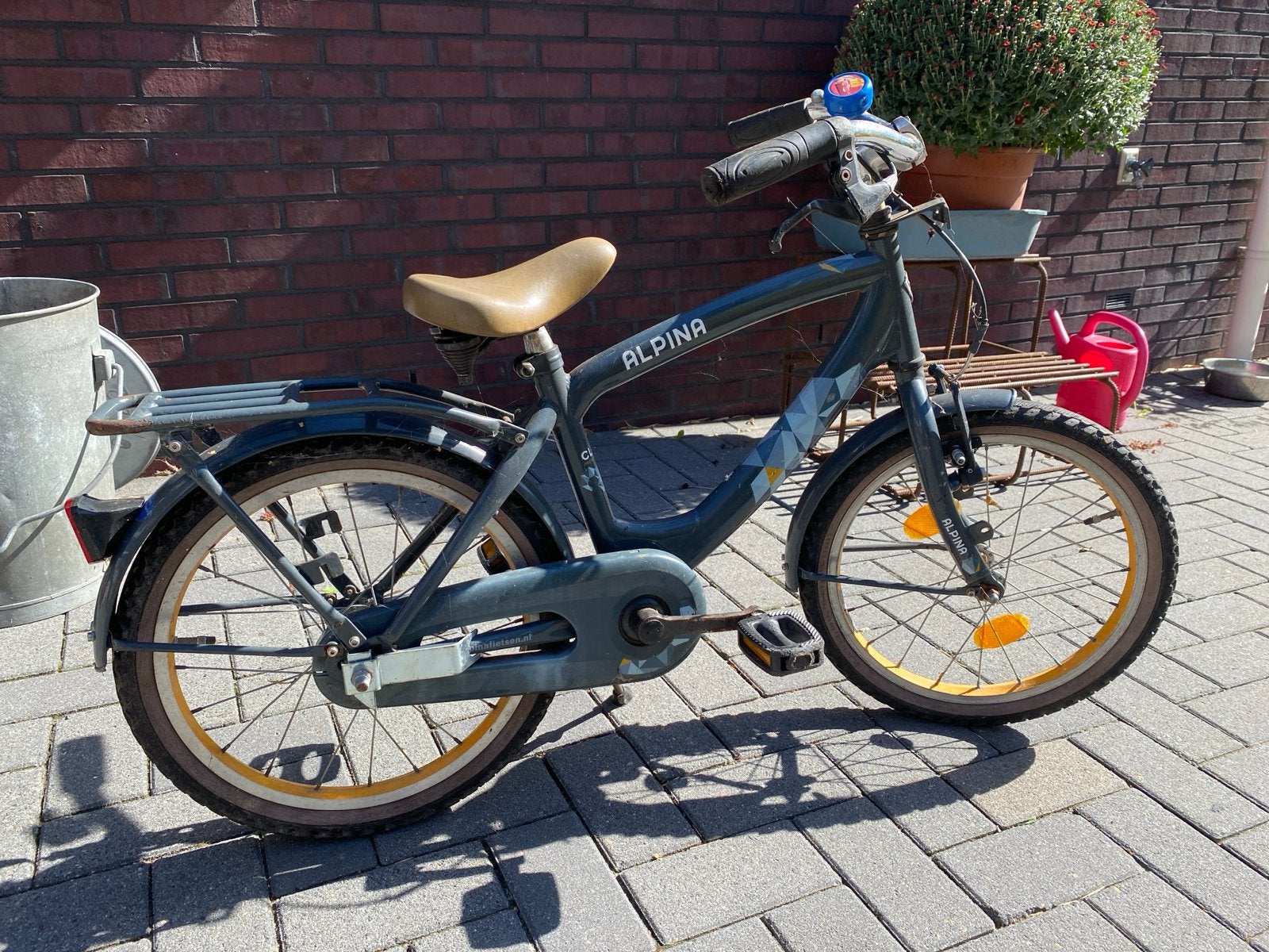 Alpina kinderfiets 18 inch - Gebruikt, Ophalen, Gebruikt, Velgrem, 16 tot 20 inch