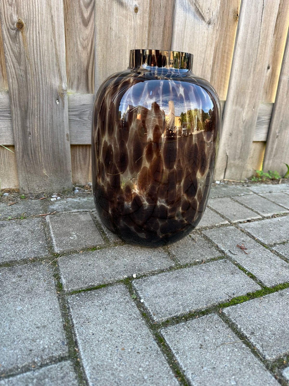 Vaas met cheetah print, Ophalen, Bruin, Glas, 37 cm